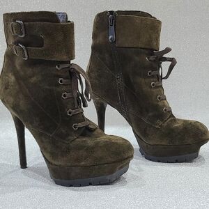 Sam Edelman Dark Brown Suede Heeled Boots